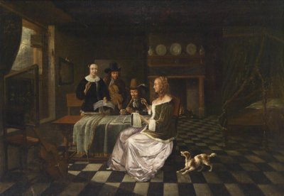 Bourgeois Interior with Four People by Circle of Pieter de Hooch